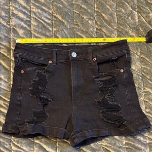 American Eagle Outfitters Black Jean Shorts Distressed High-Waisted